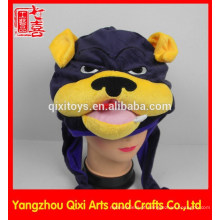 Carnaval animal de pelúcia cabeça chapéu fábrica animal em forma de chapéu de pelúcia bulldog